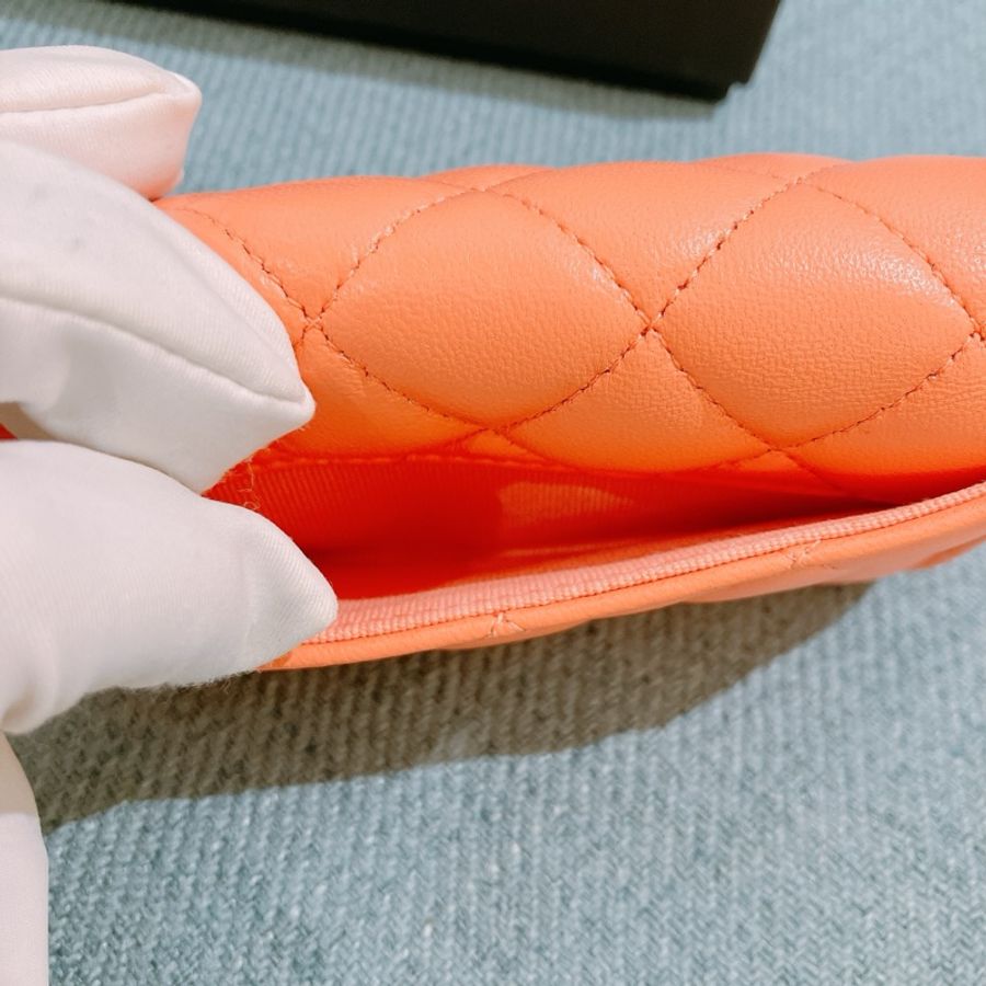 Chanel Flap Card Holder 香奈兒珊瑚粉紅羊皮卡包-20