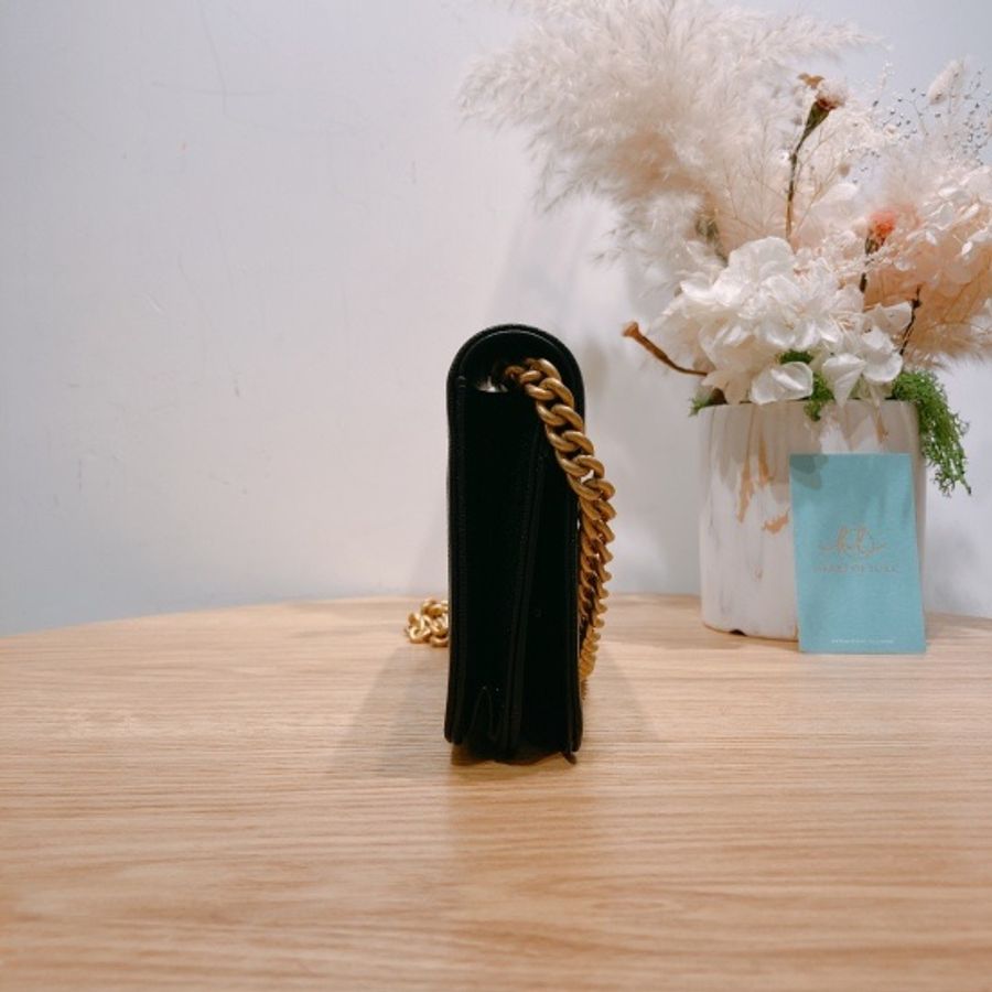 chanel Boy Wallet on Chain 香奈兒黑色荔枝皮 WOC-2