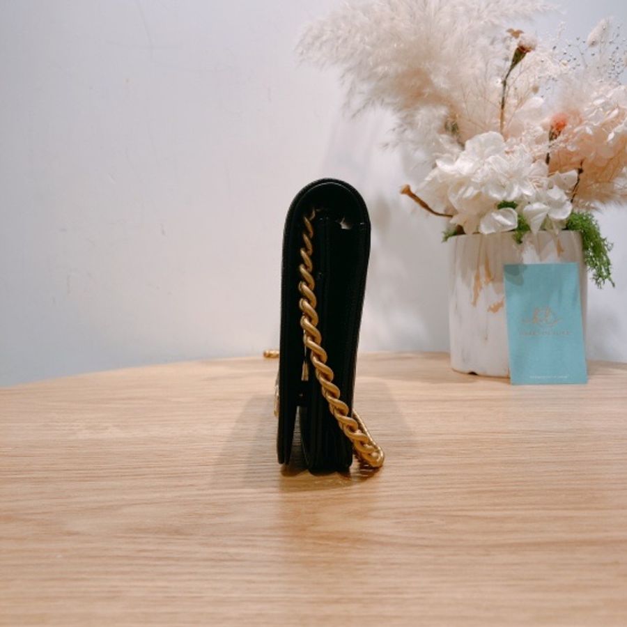 chanel Boy Wallet on Chain 香奈兒黑色荔枝皮 WOC-5