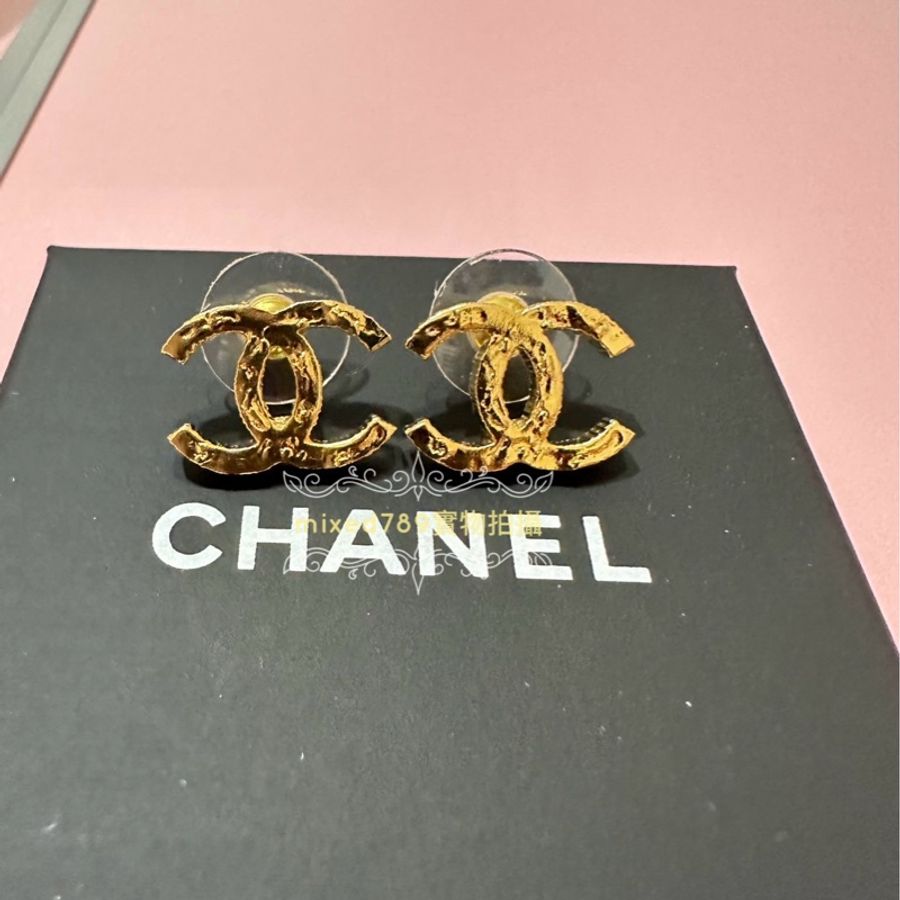 Chanel 復古 刻紋 經典雙C 耳環-1