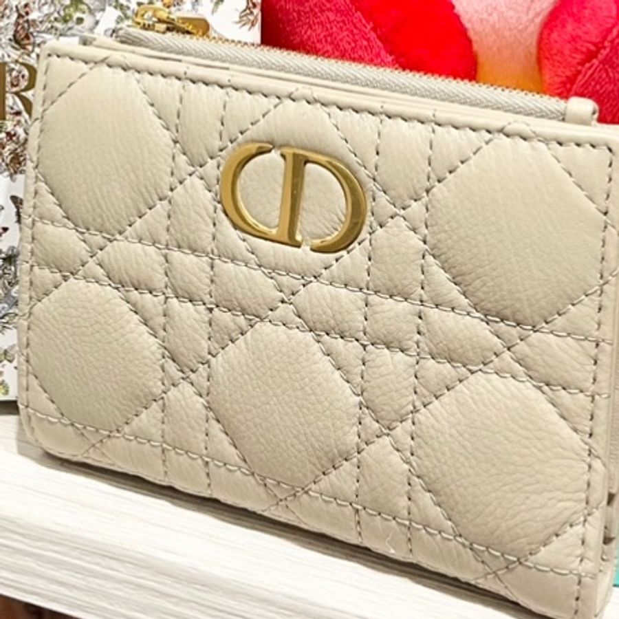 Dior caro dahlia沙色短夾-0