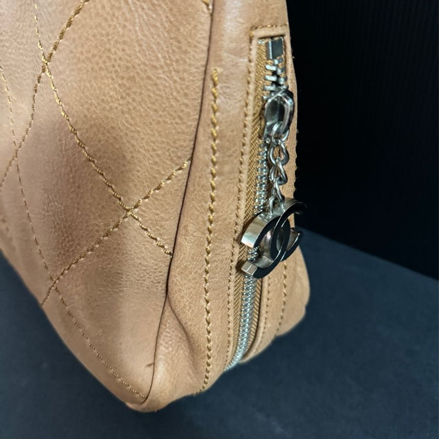 Chanel香奈兒 Wild Stitch Matelasse粗縫紋手提包 咖色 銀色五金-15