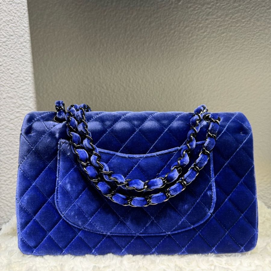 Chanel藍絨布CF 26cm-1