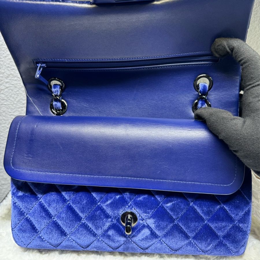 Chanel藍絨布CF 26cm-6