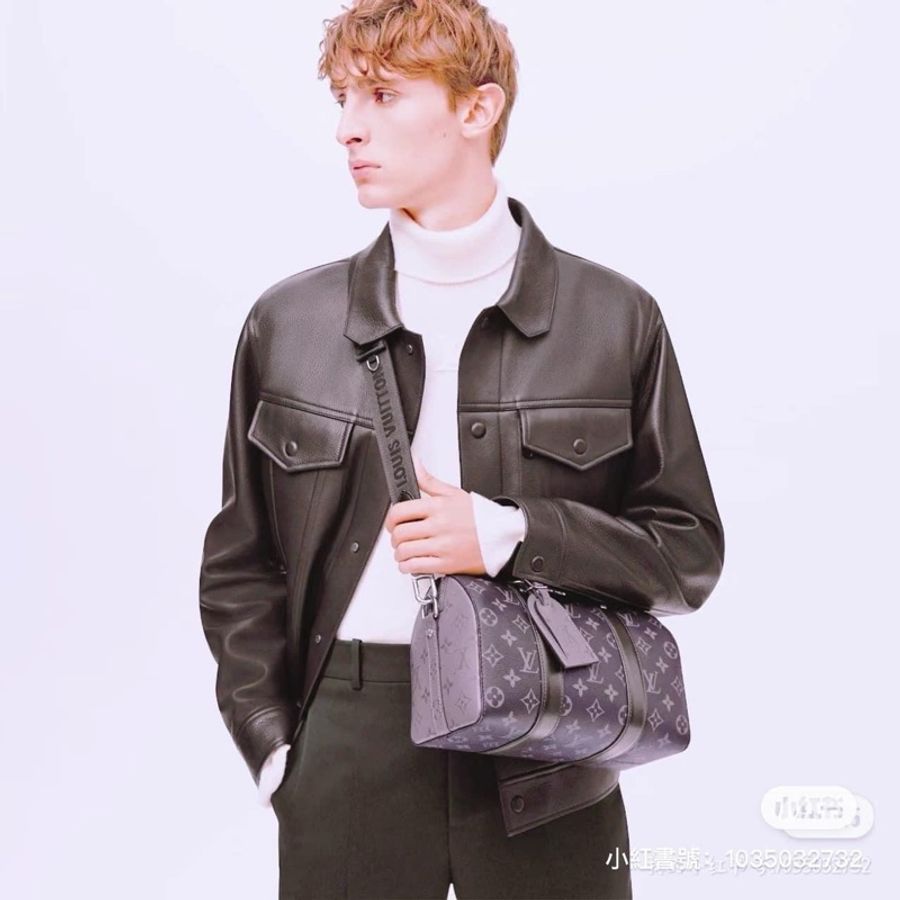LV M45936 City keepall Monogram 帆布拉鍊斜背包 黑灰-1