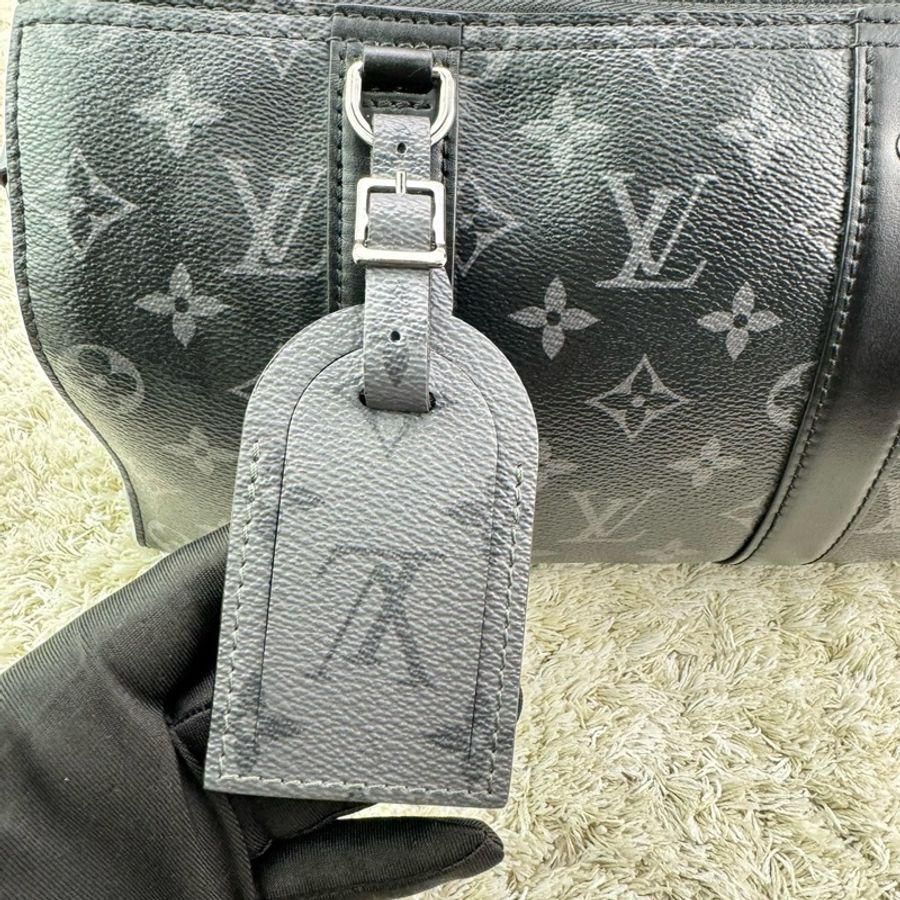 LV M45936 City keepall Monogram 帆布拉鍊斜背包 黑灰-18