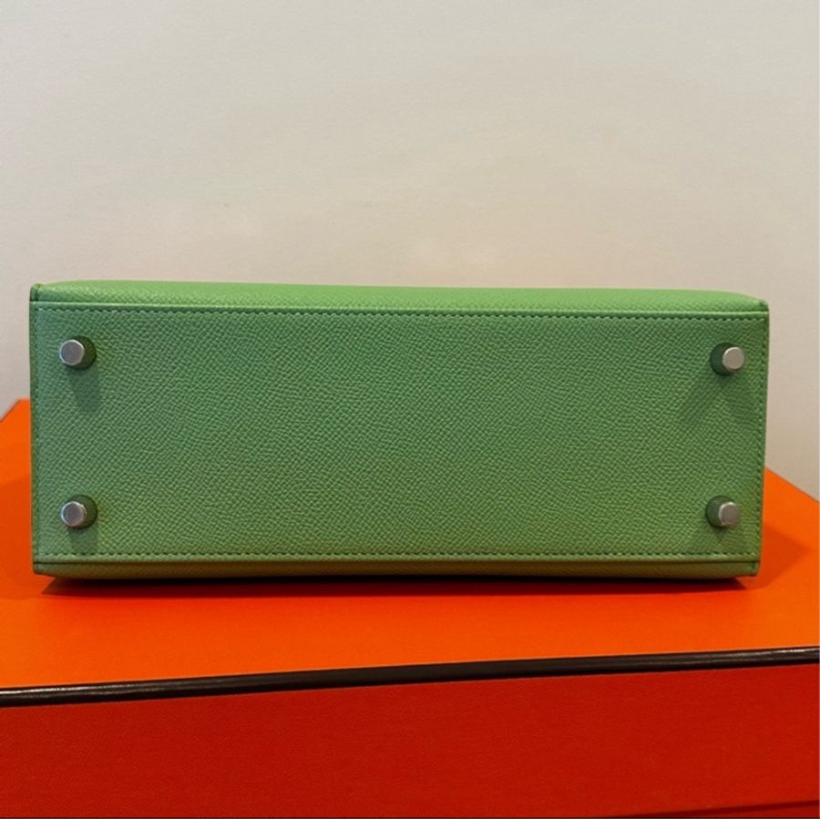 愛馬仕 凱莉包 Hermes Kelly 25公分 Epsom皮 銀扣 色號3I 酪梨綠 全新-5