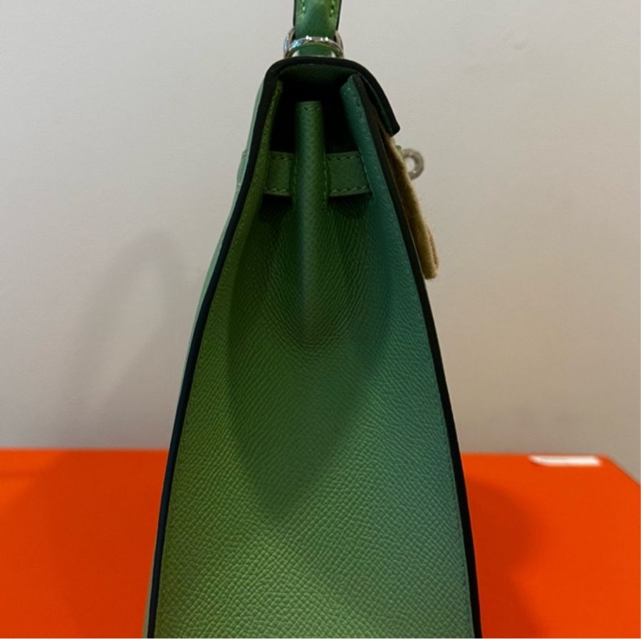 愛馬仕 凱莉包 Hermes Kelly 25公分 Epsom皮 銀扣 色號3I 酪梨綠 全新-7