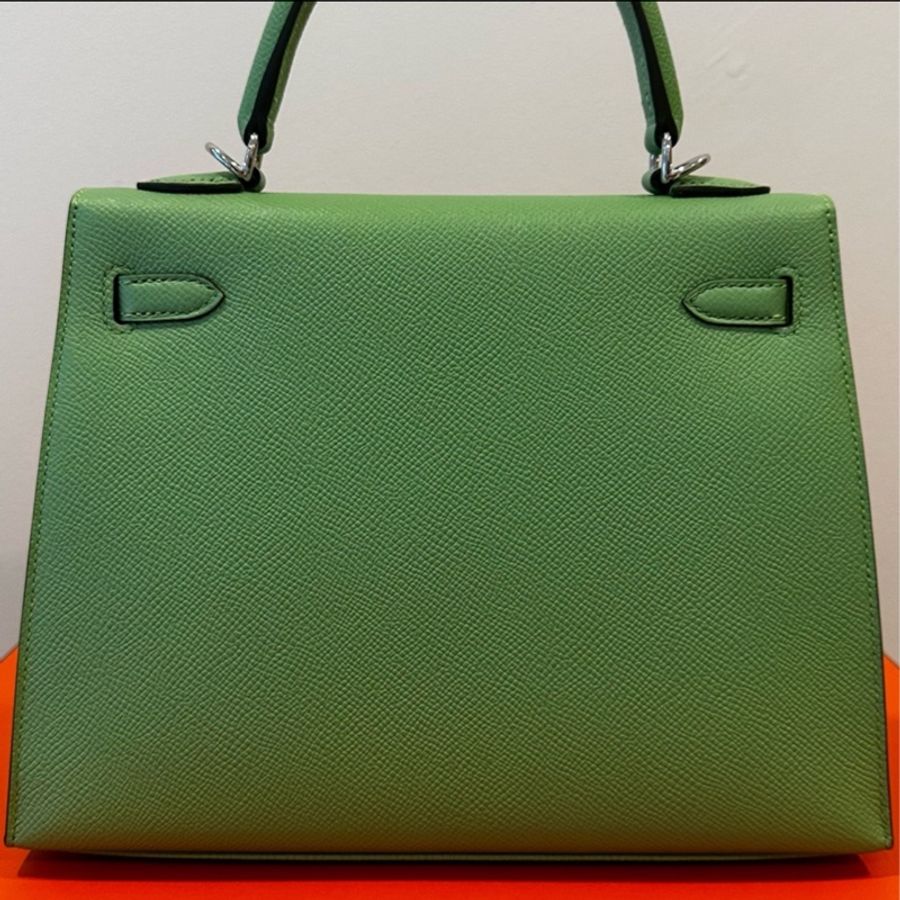 愛馬仕 凱莉包 Hermes Kelly 25公分 Epsom皮 銀扣 色號3I 酪梨綠 全新-8
