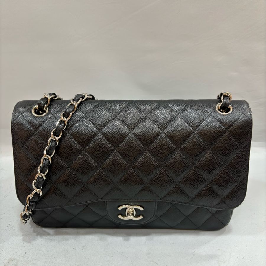 CHANEL A58600 黑色 荔枝皮 銀釦 Coco 30 Jumbo CF30-2