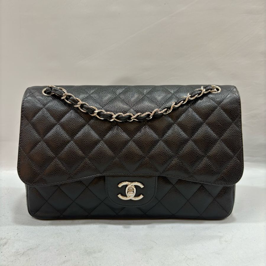 CHANEL A58600 黑色 荔枝皮 銀釦 Coco 30 Jumbo CF30-5