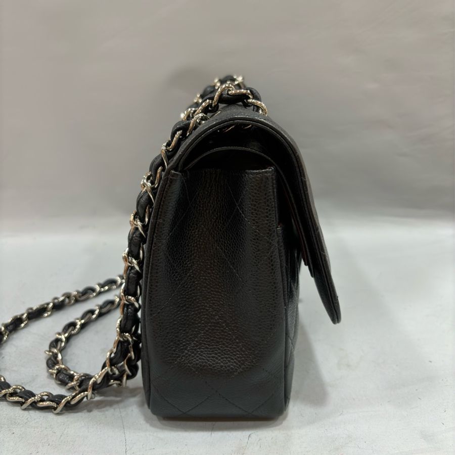 CHANEL A58600 黑色 荔枝皮 銀釦 Coco 30 Jumbo CF30-17