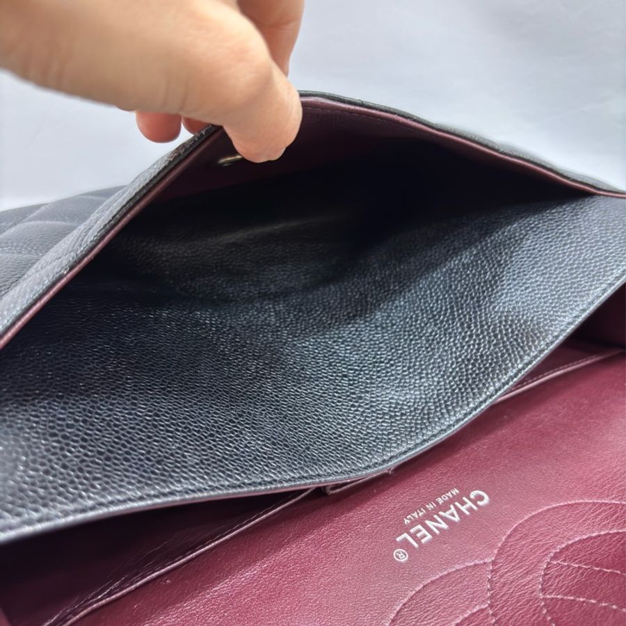 CHANEL A58600 黑色 荔枝皮 銀釦 Coco 30 Jumbo CF30-14