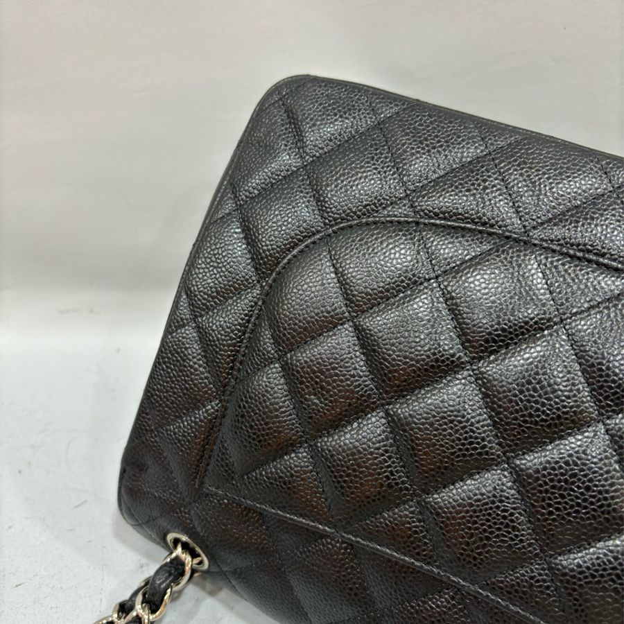 CHANEL A58600 黑色 荔枝皮 銀釦 Coco 30 Jumbo CF30-22