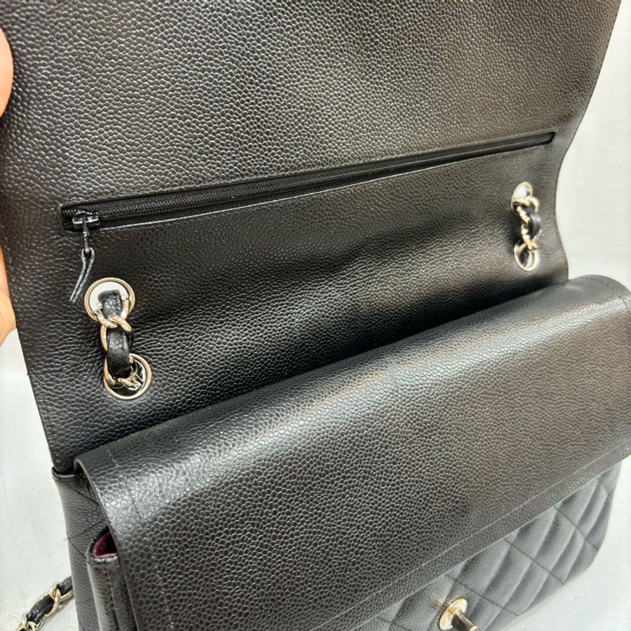 CHANEL A58600 黑色 荔枝皮 銀釦 Coco 30 Jumbo CF30-27