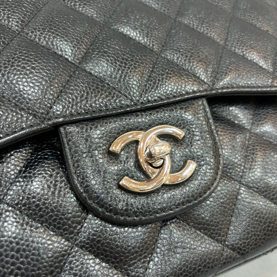 CHANEL A58600 黑色 荔枝皮 銀釦 Coco 30 Jumbo CF30-34