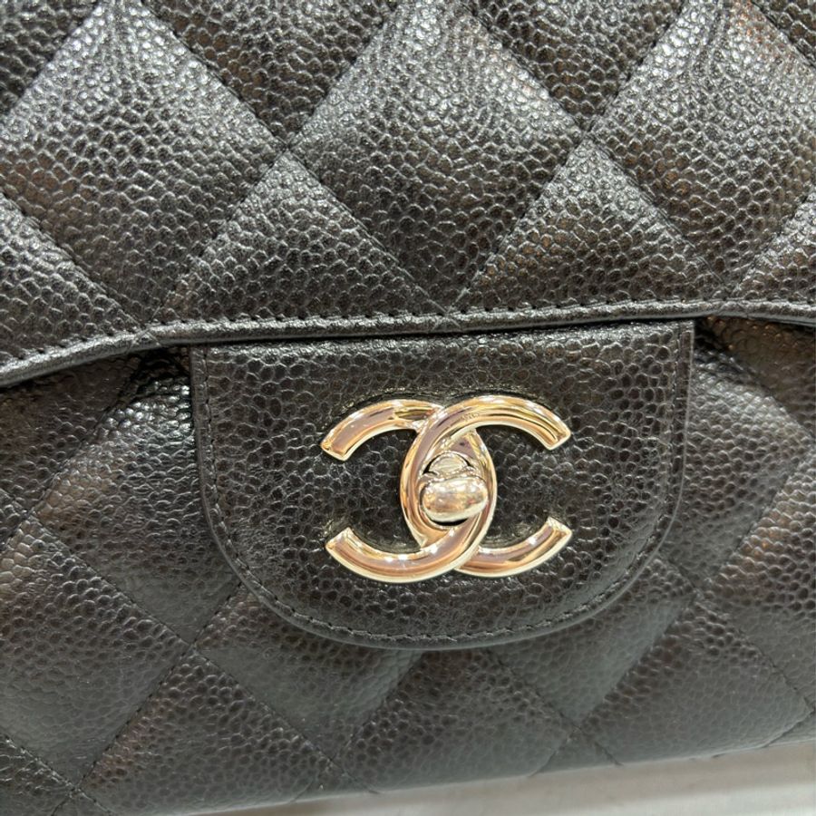 CHANEL A58600 黑色 荔枝皮 銀釦 Coco 30 Jumbo CF30-35