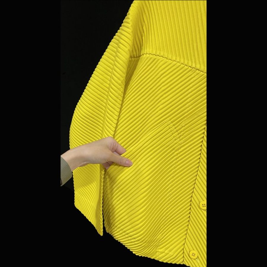 (全新) HOMME PLISSE季節黃立領造型外套 2號 ISSEY MIYAKE 三宅一生 專櫃正品-5