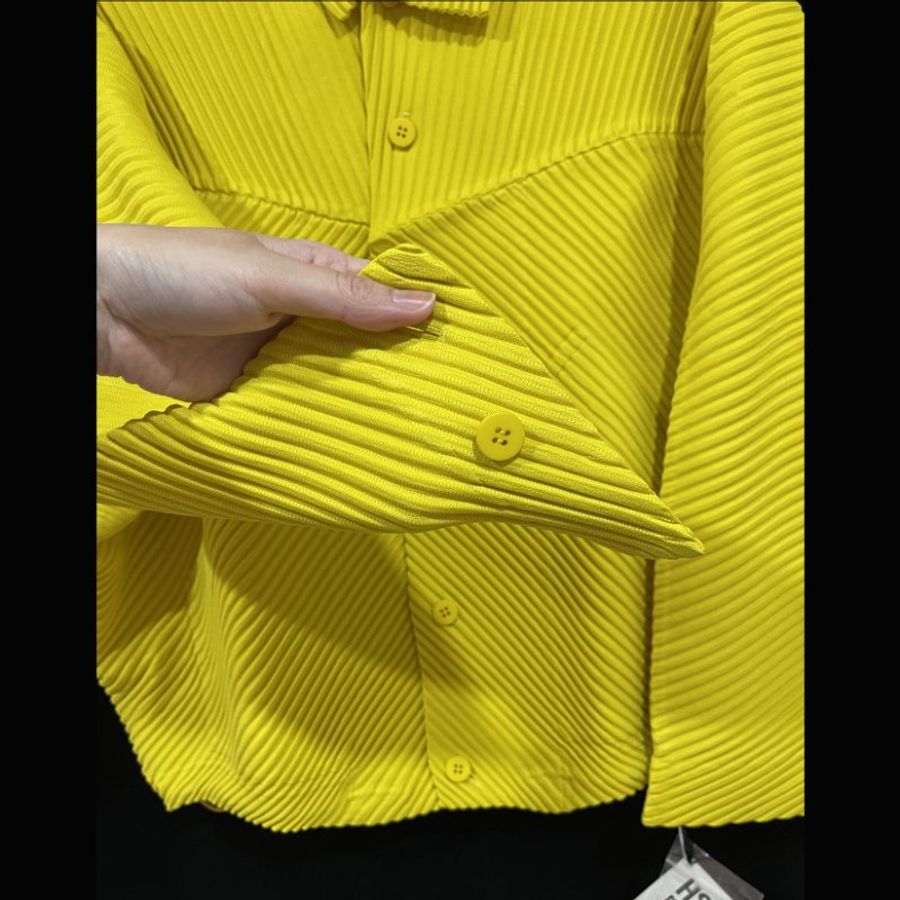 (全新) HOMME PLISSE季節黃立領造型外套 2號 ISSEY MIYAKE 三宅一生 專櫃正品-8