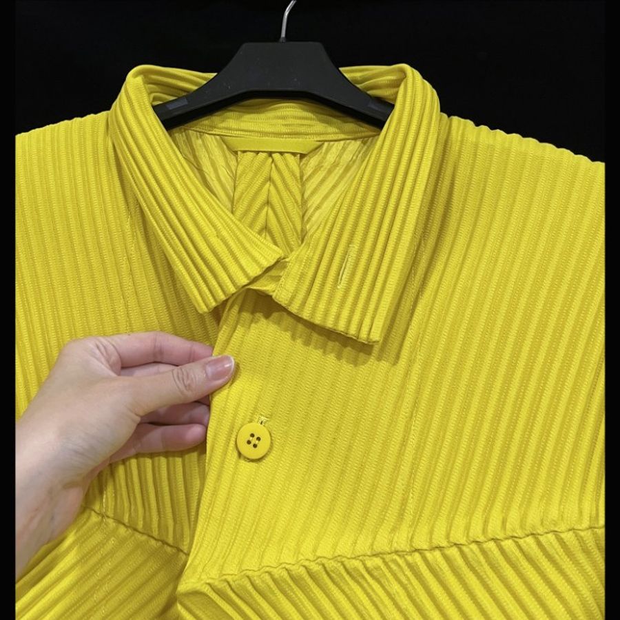 (全新) HOMME PLISSE季節黃立領造型外套 2號 ISSEY MIYAKE 三宅一生 專櫃正品-10