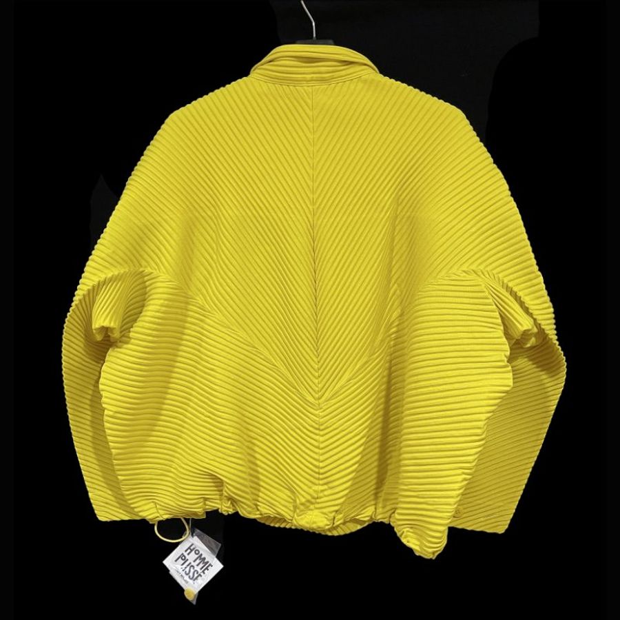 (全新) HOMME PLISSE季節黃立領造型外套 2號 ISSEY MIYAKE 三宅一生 專櫃正品-11