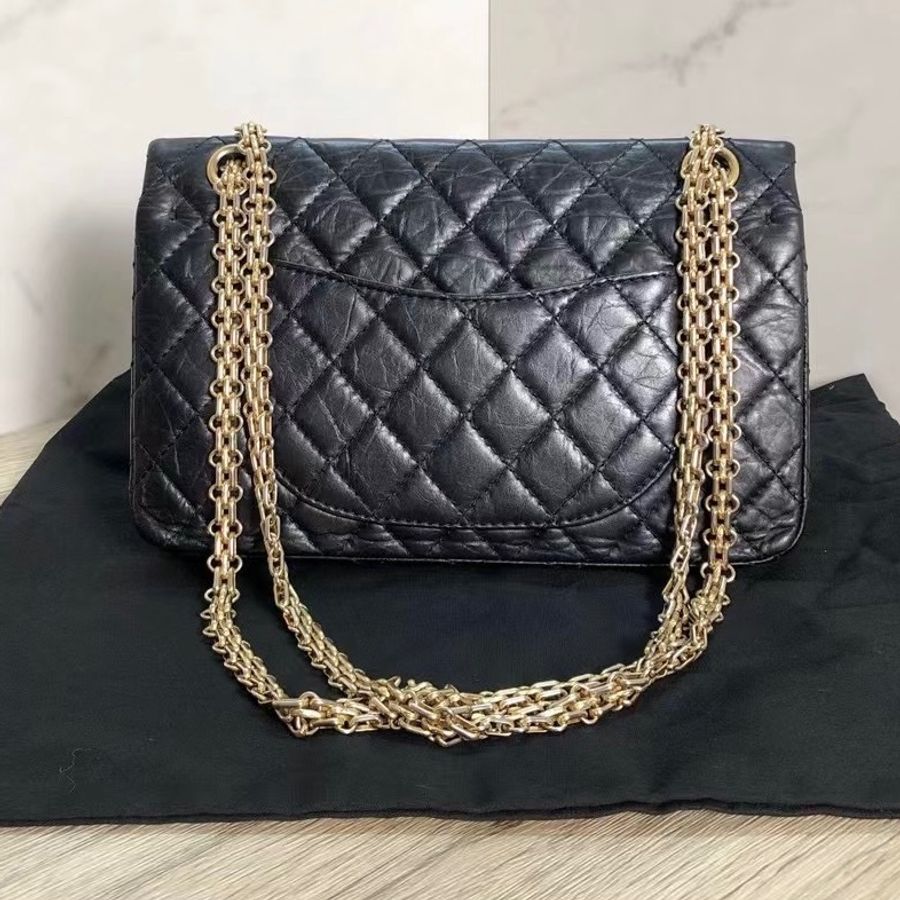 Chanel 2.55黑金牛皮small size-1