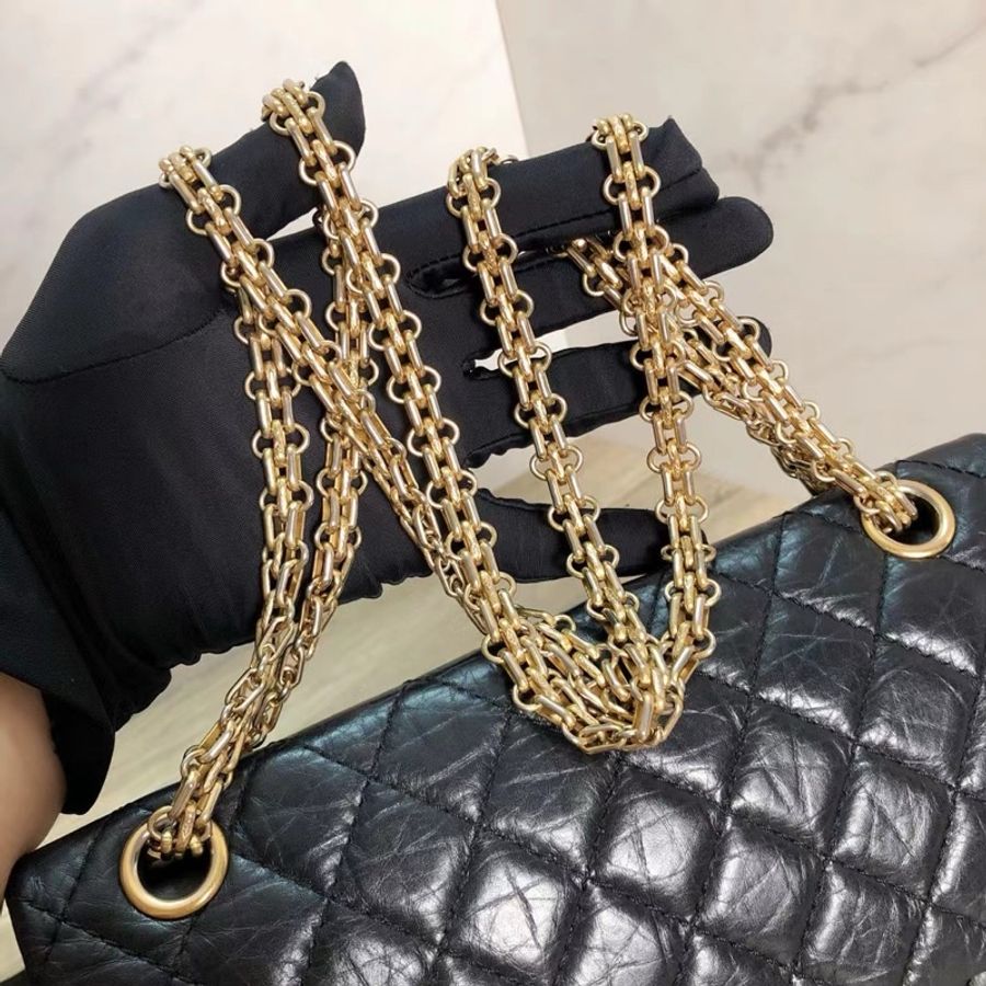Chanel 2.55黑金牛皮small size-2