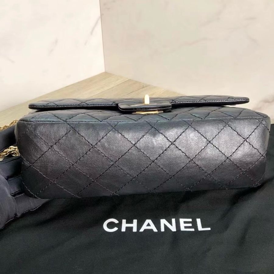 Chanel 2.55黑金牛皮small size-5