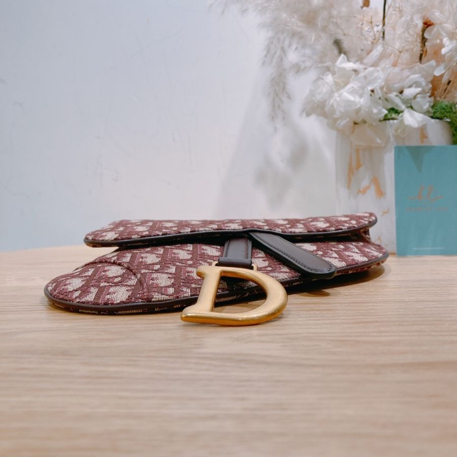 Oblique Belt Bag迪奧酒紅色經典圖案 腰包 單肩包-4