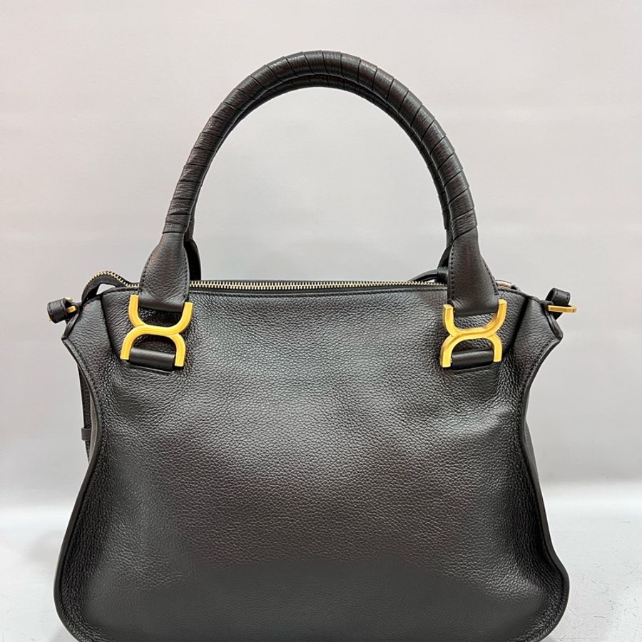 Chloe 黑色 荔枝皮 金釦 Marcie 手提包 肩背包-1