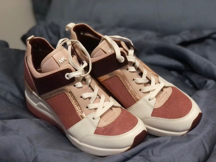 全新正品MICHAEL KORS-MK內增高運動鞋-乾燥玫瑰素面質感款-免運-換錢割愛（官網已絕版）-0