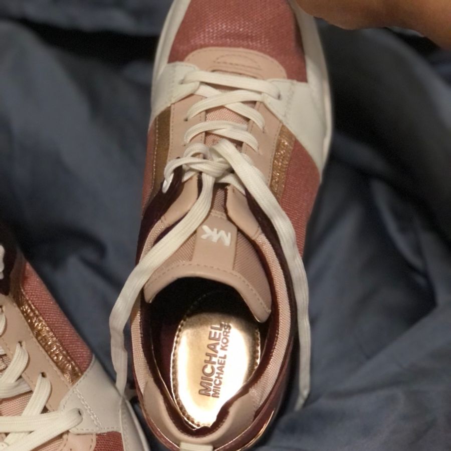 全新正品MICHAEL KORS-MK內增高運動鞋-乾燥玫瑰素面質感款-免運-換錢割愛（官網已絕版）-3