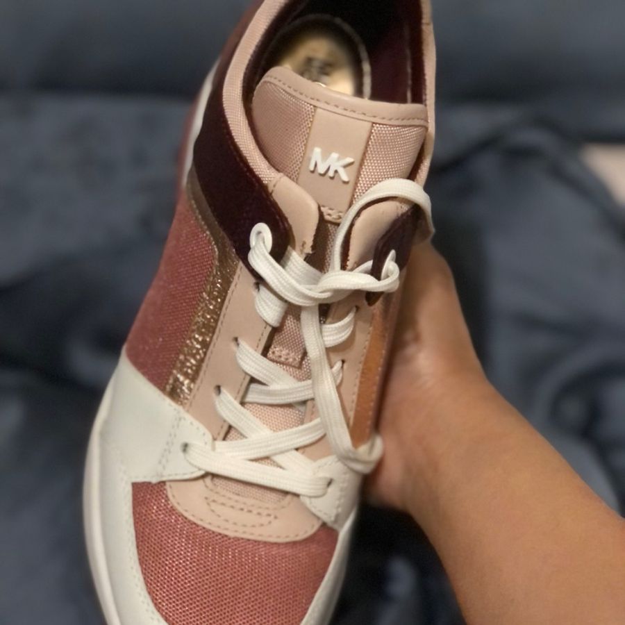 全新正品MICHAEL KORS-MK內增高運動鞋-乾燥玫瑰素面質感款-免運-換錢割愛（官網已絕版）-5
