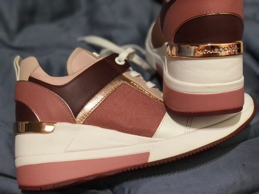 全新正品MICHAEL KORS-MK內增高運動鞋-乾燥玫瑰素面質感款-免運-換錢割愛（官網已絕版）-8