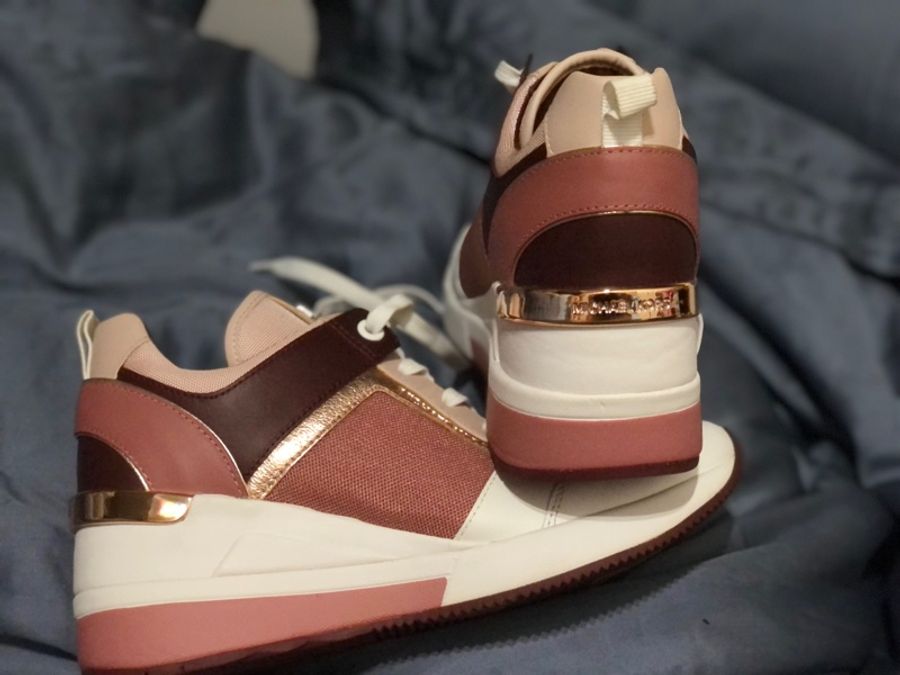 全新正品MICHAEL KORS-MK內增高運動鞋-乾燥玫瑰素面質感款-免運-換錢割愛（官網已絕版）-9