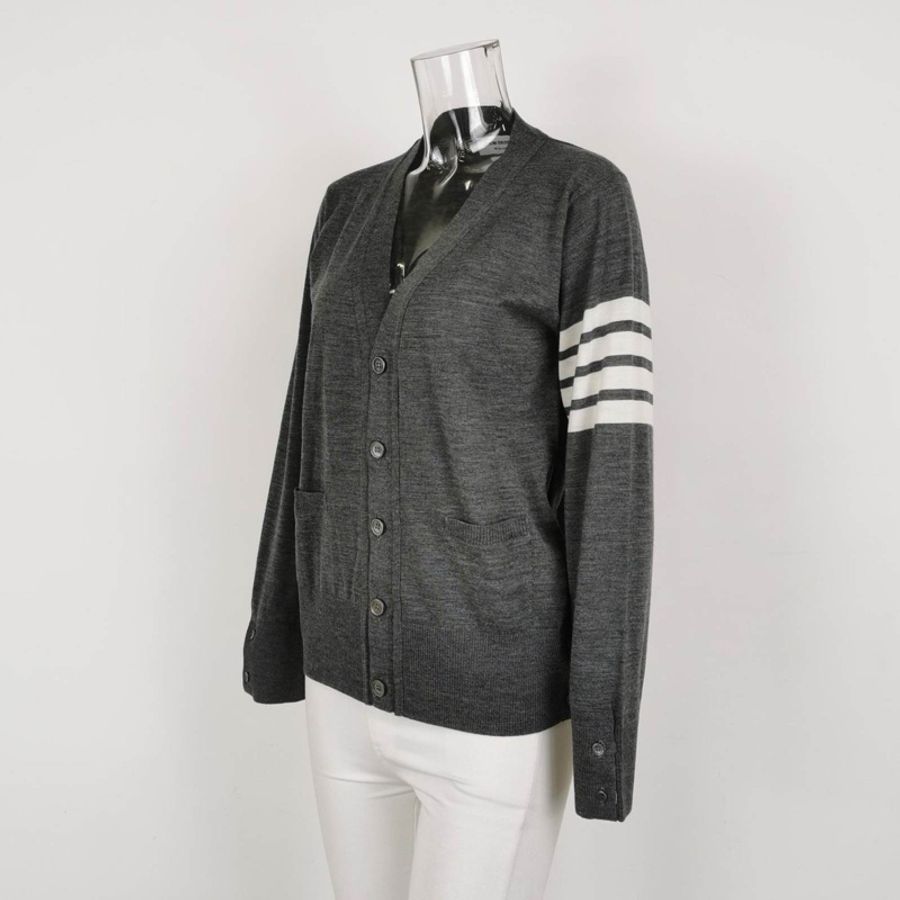 Thom Browne 羊毛單排扣V領針織衫1碼-1