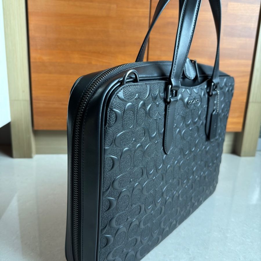Coach 男用公事包 29x40x6 cm 黑色-6