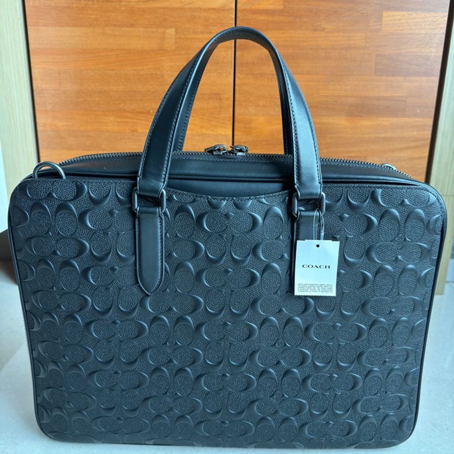 Coach 男用公事包 29x40x6 cm 黑色-7