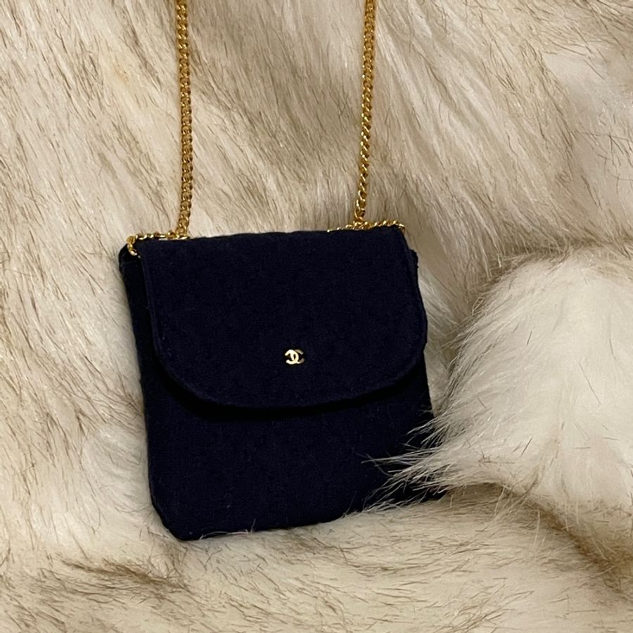 Chanel vintage 可愛絕版小廢包布面/無雷標年代/小包收藏家不能錯過🤎-0