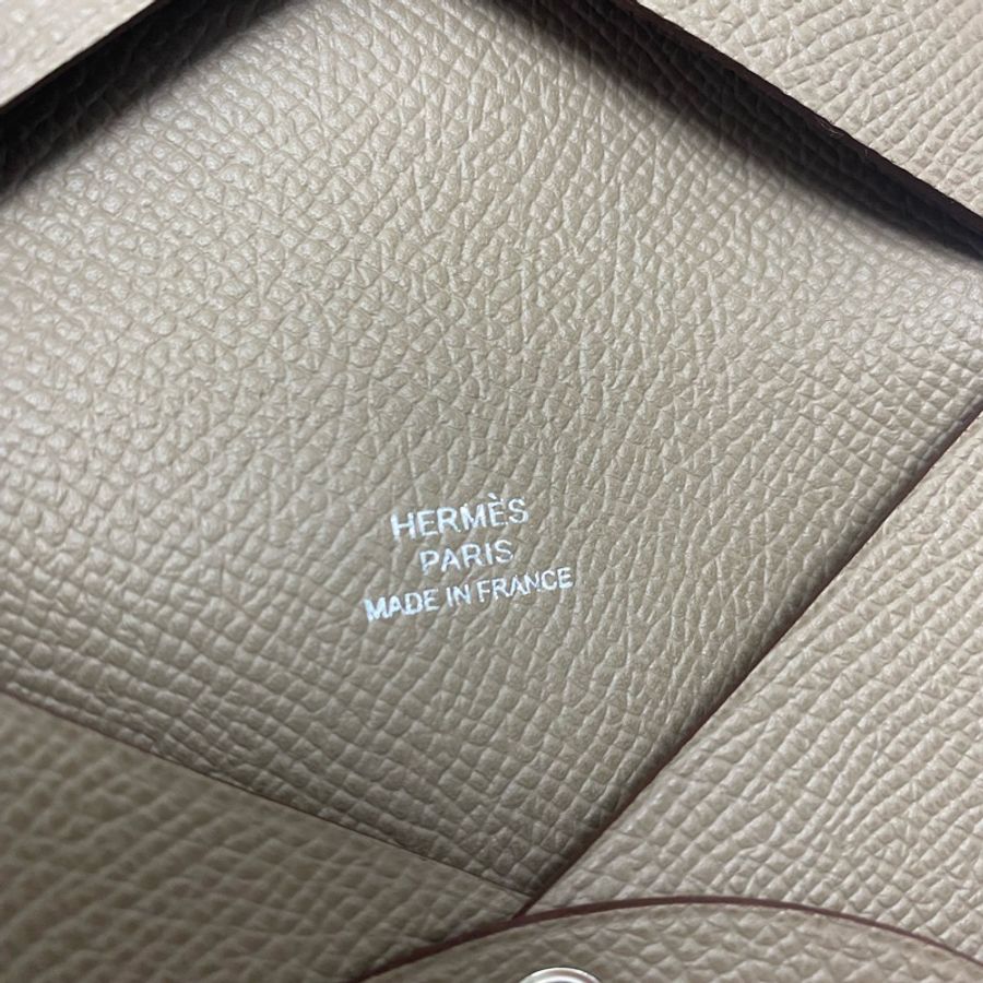 Hermes 愛馬仕 calvi 單層卡包 大象灰-4