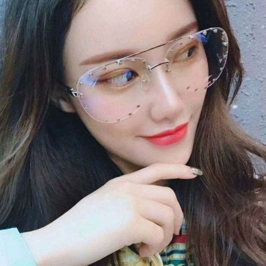 LV 超火明星爆款 卯釘透明抗藍光飛行員平光眼鏡 /95新/極少量爆款-0