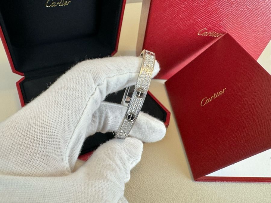 Cartier 卡地亞LOVE系列寬版滿鑽滿天星手鐲手環17號-2