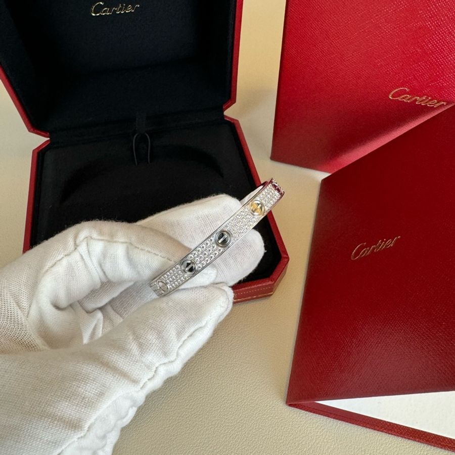 Cartier 卡地亞LOVE系列寬版滿鑽滿天星手鐲手環17號-5
