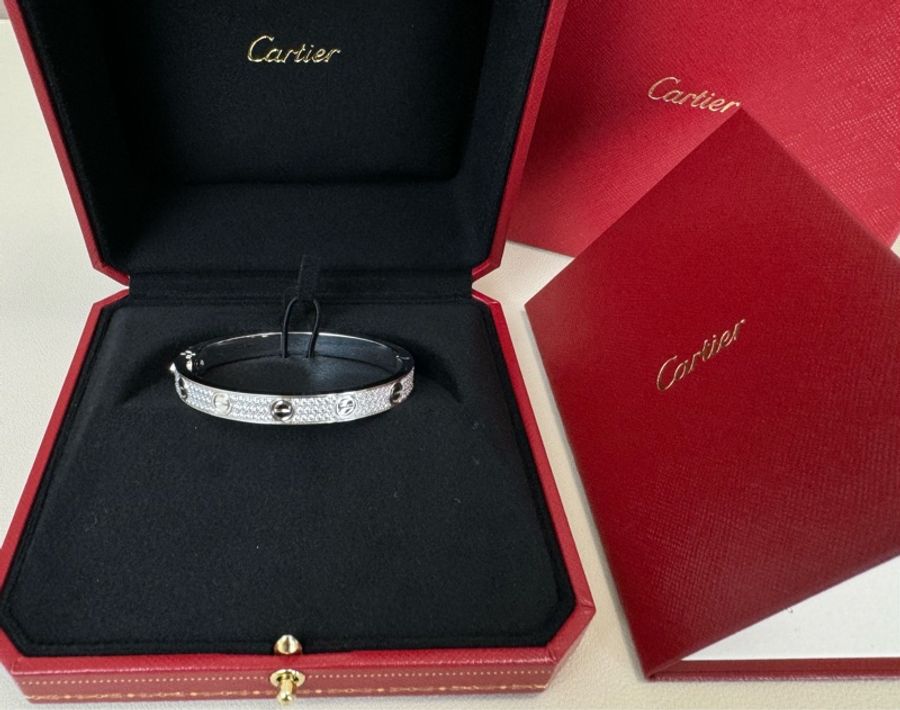 Cartier 卡地亞LOVE系列寬版滿鑽滿天星手鐲手環17號-8