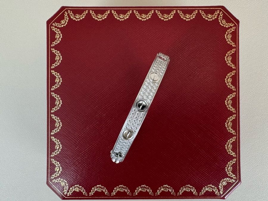 Cartier 卡地亞LOVE系列寬版滿鑽滿天星手鐲手環17號-10