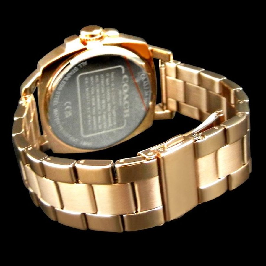 金鐸精品~2326 COACH 蔻馳 Boyfriend系列 三眼水鑽鑲飾玫瑰金石英女用腕錶 全新品-2
