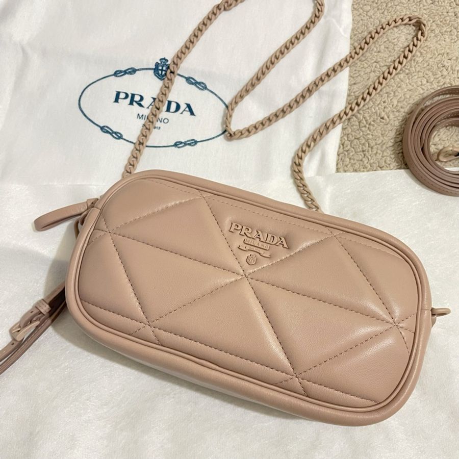 正品 Prada 經典浮雕LOGO迷你兩用相機包-10