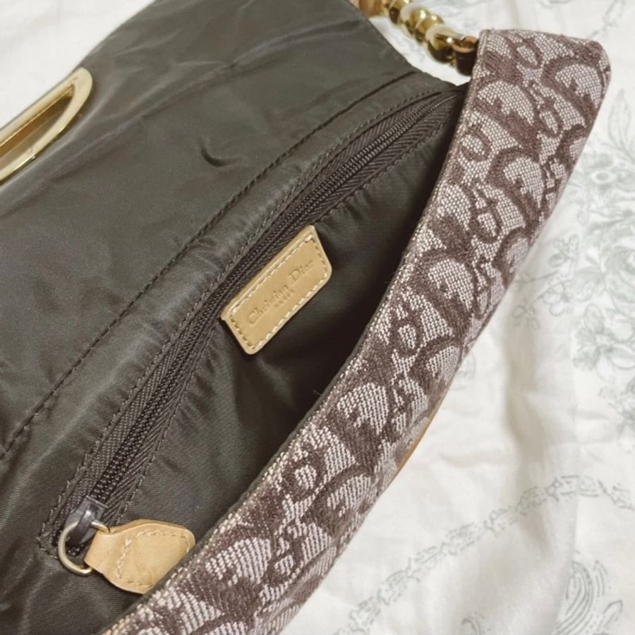 Dior monogram 迪奧 棕色老花肩背包 jisoo同款 *Vintage中古商品-12