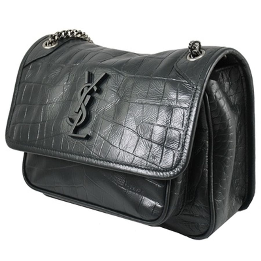 （極新）YSL Saint Laurent NIKI 鱷魚壓紋揉製小牛皮翻蓋肩斜背鍊包(中號） 容量完美💕-1