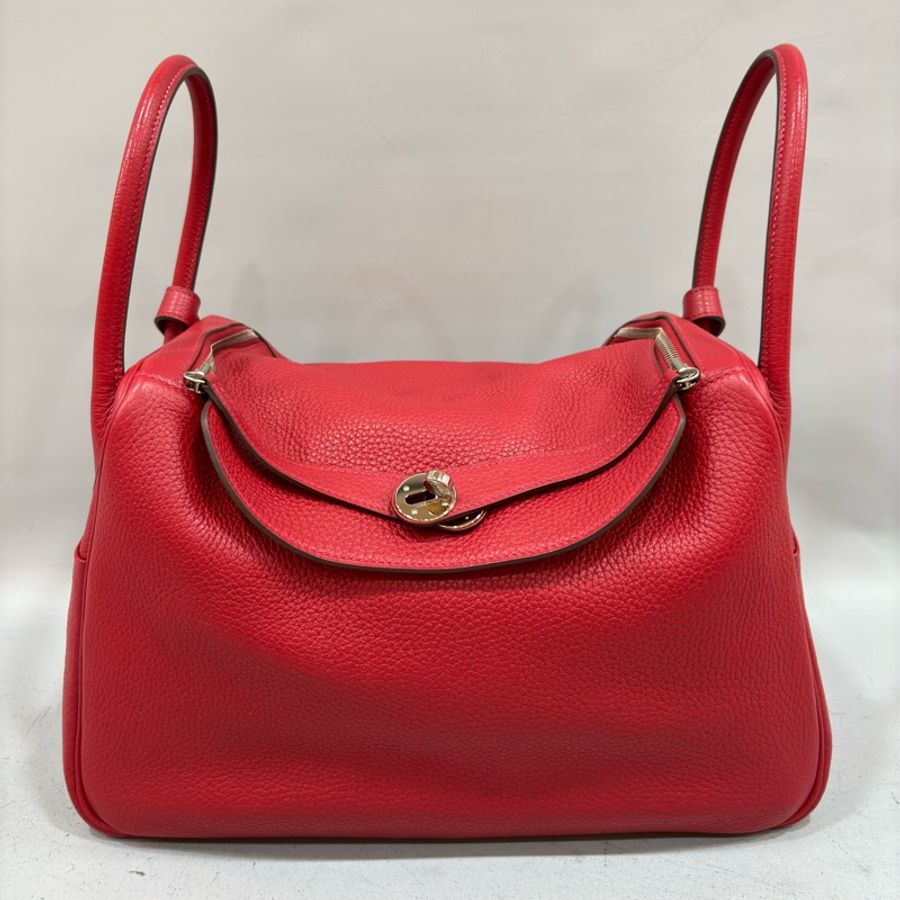 HERMES 紅色 TC皮 銀釦 LINDY 34-1